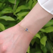 Totem Kuşu Lacivert Mine İşli Gold Kaplama Gümüş Bileklik thumbnail 3