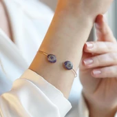 2'li Nazar Mor Taşlı Rose Gold Kaplama Gümüş Kelepçe thumbnail 1