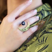 Ay Nazar Gold Kaplama Gümüş Yüzük thumbnail 2