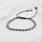 Hematit Taşlı Altıgen Rose Gold Kaplama Gümüş Makrome Erkek Bilekliği thumbnail 1