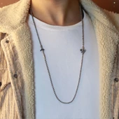 Kılıç Ve Mühür Figürlü Zirkon Taşlı Erkek Gümüş Kolye thumbnail 1