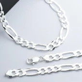 8 mm Figaro Gümüş Zincir Kolye thumbnail 2