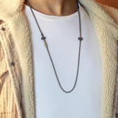 Mühür Ve Kılıç Figürlü Siyah Zirkon Taşlı Erkek Gümüş Kolye thumbnail 1