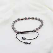 Hematit Taşlı Altıgen Rose Gold Kaplama Gümüş Makrome Erkek Bilekliği thumbnail 2