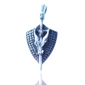 Boynuzlu Ejderha  Kalkan Figürlü Oksitli Gümüş Erkek Kolye Ucu thumbnail 1