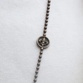 Balta Ve Mühür Figürlü Siyah Zirkon Taşlı Gümüş Erkek Kolye thumbnail 3