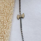 Zirkon Taşlı Balta Gümüş Erkek Kolye - 3