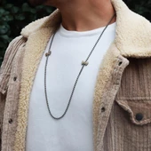 Zirkon Taşlı Balta Gümüş Erkek Kolye - 2