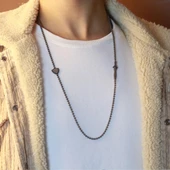 Kalkan ve Kılıç Figürlü Siyah Zirkon Taşlı Gümüş Erkek Kolyesi thumbnail 1