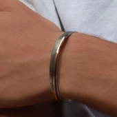 Otantik El İşi Sade Rose Gold Çizgili Kelepçe thumbnail 1