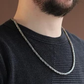Kral Modeli 60cm 4mm Gümüş Zincir thumbnail 1