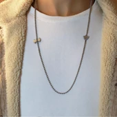 Balta Ve Kalkan Figürlü Zirkon Taşlı Gümüş Erkek Kolyesi - 1