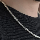 Kral Modeli Oksitsiz 55cm 4mm Gümüş Kolye thumbnail 2