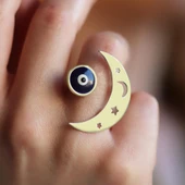 Ay Nazar Gold Kaplama Gümüş Yüzük thumbnail 1