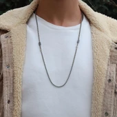 Ok Figürlü Zirkon Taşlı Gümüş Erkek Kolyesi thumbnail 1