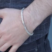 5mm Kral Modeli Oksitsiz Gümüş Erkek Bilekliği thumbnail 1