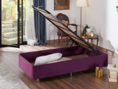 Niron Purple Baza 150x200 cm Çift Kişilik Sandıklı Mor Kumaş Baza Silinebilir Soho Kumaş - 4