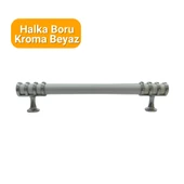 4 Adet Halka Boru Kroma Beyaz Metal Mobilya Kulpu 128mm - 2