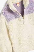 Koton Kız Bebek Peluş Sweatshirt Dik Yaka Uzun Kollu Yarım Fermuarlı - 3