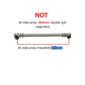 4 Adet Halka Boru Çizgili Kroma Beyaz Metal Mobilya Kulpu 160mm - 3