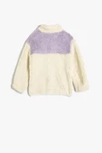 Koton Kız Bebek Peluş Sweatshirt Dik Yaka Uzun Kollu Yarım Fermuarlı - 2