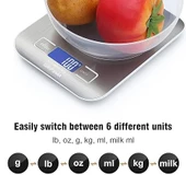 WellHise 2012 5kg Mutfak Tartısı Pilli Işıklı Ekran Hassas Terazi, Otomatik Ayar ve Tara, Dijital Terazi, 6 ölçü birimi - 6