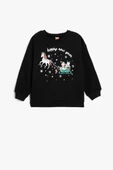 KotonKız Bebek Sweatshirt Yılbaşı Baskılı Uzun Kollu Bisiklet Yaka Pamuklu Şardonlu - 1