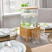 SUMUHOME 365+ SEBİL MUSLUKLU SÜRAHİ CAM BAMBU KAPAKLI 4 LT - 6