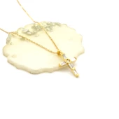 Çelik Kolye - Haç Kolye Altın Kaplama KLY-644 thumbnail 2