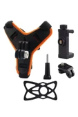 Kask için Alt Çene Bağlantı Aparatı Aksiyon Kamera ve Telefon Tutucu Set Motosiklet TURUNCU Teçhizat - 2