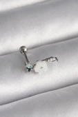 316L Çelik Gümüş Renk Zirkon Taş Detay Beyaz Çiçek Model Tragus Piercing - TJ-PR1357 - 1