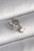 316L Çelik Gümüş Renk Zirkon Taşlı Çiçek Model Sallantı Detay Tragus Piercing - TJ-PR1311 - 1