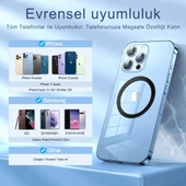 Coofbe Tüm Telefonlara Uyumlu 0.4mm Ultra İnce Yapışkanlı Mgsafe Uyumlu Mıknatıslı Metal Halka thumbnail 4