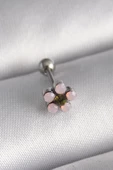 316L Çelik Gümüş Renk Zirkon Taşlı Çiçek Tragus Piercing - TJ-PR1277 - 1