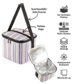 Kamp Piknik Termal Soğutucu Yalıtımlı Buzluk Termos Çanta 10 Lt - 920 Çizgi Desenli - 5