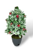 Nettenevime Yapay Çiçek Yılbaşı Çam Ağacı Kokinalı Karlı Kayın Siyah Saksılı thumbnail 6