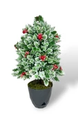 Nettenevime Yapay Çiçek Yılbaşı Çam Ağacı Kokinalı Karlı Kayın Siyah Saksılı thumbnail 2