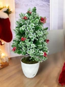 Nettenevime Yapay Çiçek Yılbaşı Çam Ağacı Kokinalı Karlı Kayın Beyaz Saksılı thumbnail 1