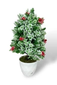 Nettenevime Yapay Çiçek Yılbaşı Çam Ağacı Kokinalı Karlı Kayın Beyaz Saksılı thumbnail 5