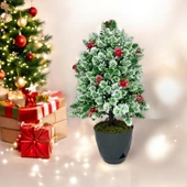 Nettenevime Yapay Çiçek Yılbaşı Çam Ağacı Kokinalı Karlı Kayın Siyah Saksılı thumbnail 1