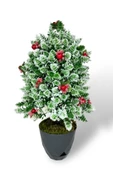 Nettenevime Yapay Çiçek Yılbaşı Çam Ağacı Kokinalı Karlı Kayın Siyah Saksılı thumbnail 3