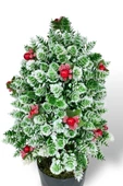 Nettenevime Yapay Çiçek Yılbaşı Çam Ağacı Kokinalı Karlı Kayın Siyah Saksılı thumbnail 4