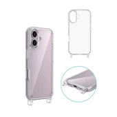 iPhone 16 Plus Kılıf Kamera Çıkıntılı Airbag Tasarım Askılı Şeffaf Silikon - 4