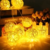 2M 10 Led Gün Işığı Pilli 2 Kademeli Rattan Top - 1