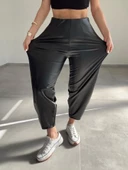 Kadın Deri Kumaş şardolu Balon Pantolon - 2