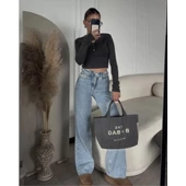 Straight Jeans Yıkamalı Lucky Life Kadın Crop Yüksek Bel - 2