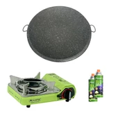 Orcamp Tekli Mini Portatif Ocak Yeşil+2 Adet Kartuş KTS 227+Granit Sac Katmer ORC-015-A2 - 1