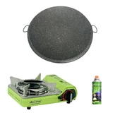 Orcamp Tekli Mini Portatif Ocak Yeşil+1 Adet Kartuş KTS 227+Granit Sac Katmer ORC-015-A1 - 1
