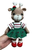 Sevimli Geyik Kız Amigurumi Organik Oyuncak - 1