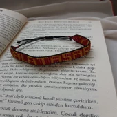 El Yapımı Kum Boncuk Sarı Kırmızı Bileklik - 5